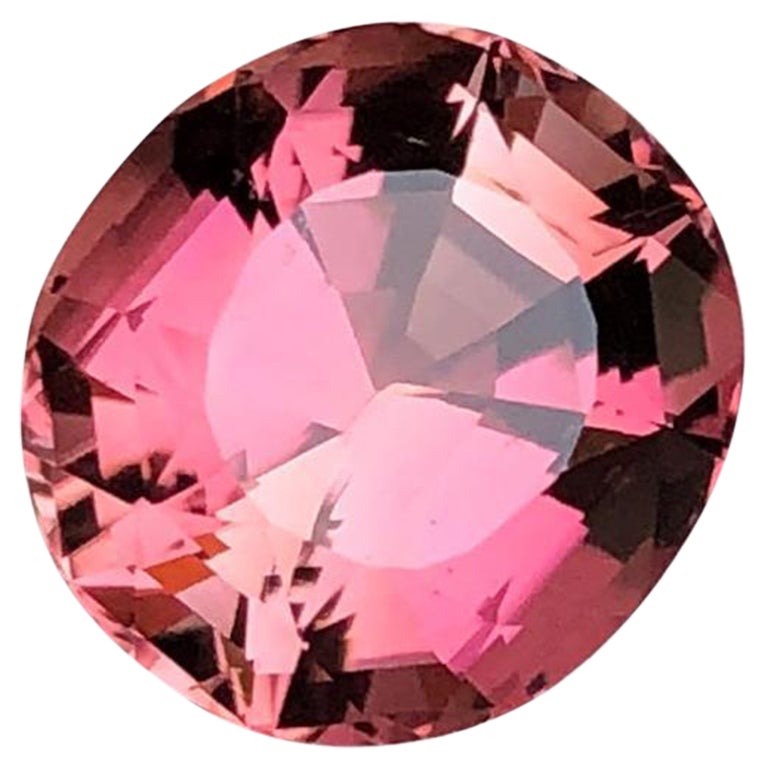 Rare Peachy Pink Natural Tourmaline Gemstone, 3.80 Ct Fancy Cushion Cut for Ring For Sale