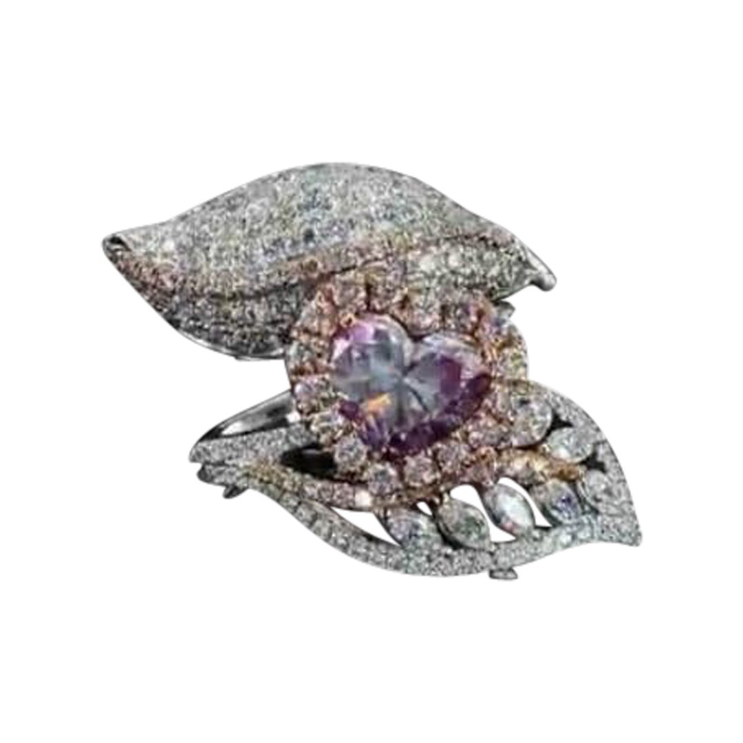 1.00 Carat Faint Pinkish Brown Diamond Ring SI2 Clarity GIA Certified For Sale