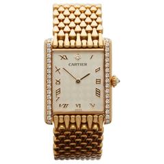 Cartier Tank Paris Rare original diamond set & chequered dial ladies 16121 watch