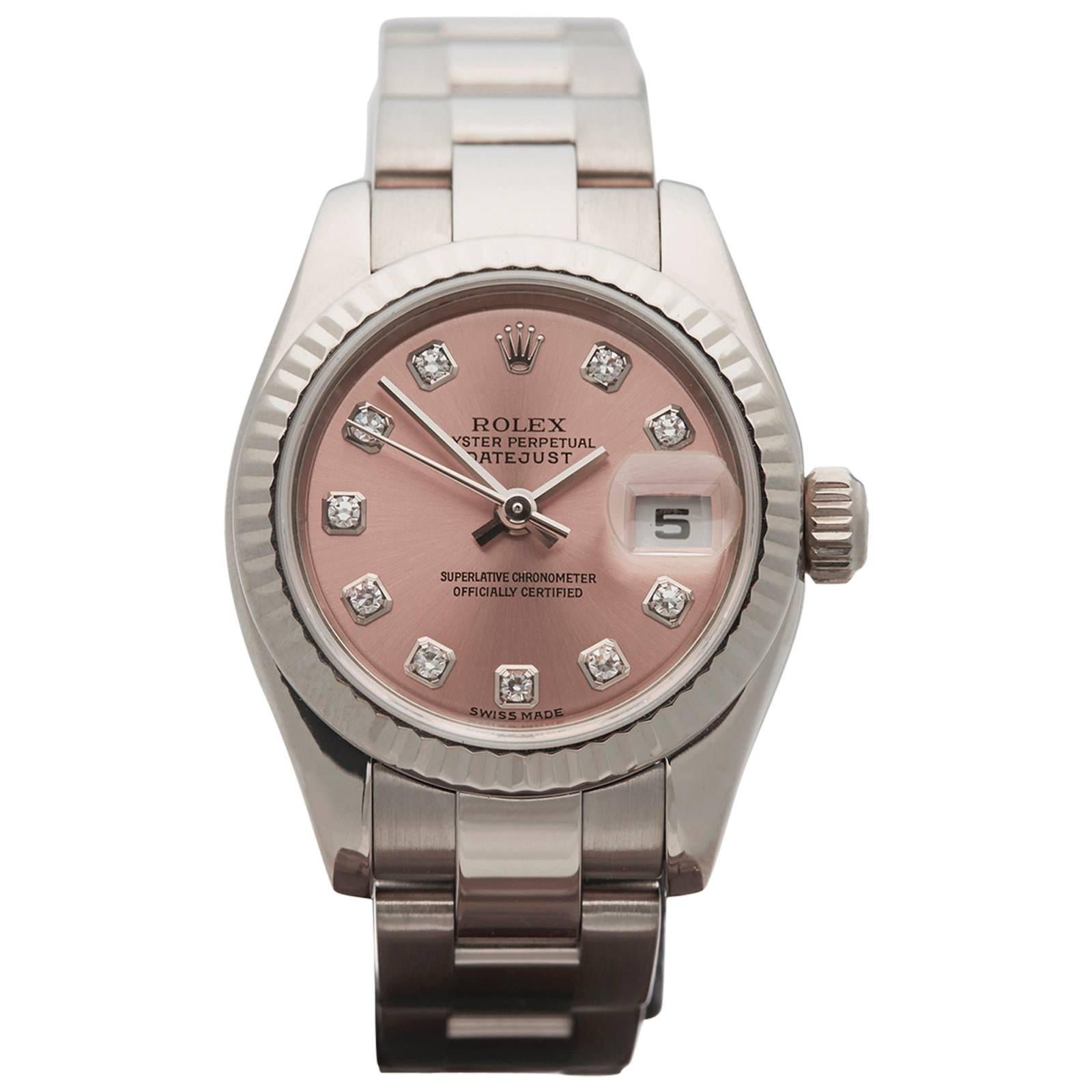 Rolex Ladies White Gold Datejust Original Diamond Dial Automatic Wristwatch