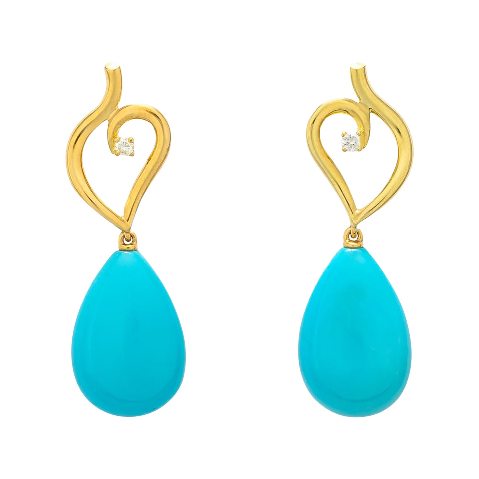 Tiffany & Co. Pendants d'oreilles en turquoise et diamants en vente