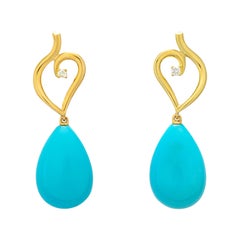 Tiffany & Co. Pendants d'oreilles en turquoise et diamants
