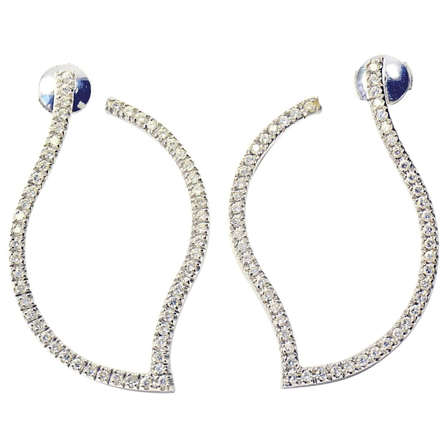 2,69 carats Diamonds and 18K White Gold Hoop Earrings by Marion Jeantet