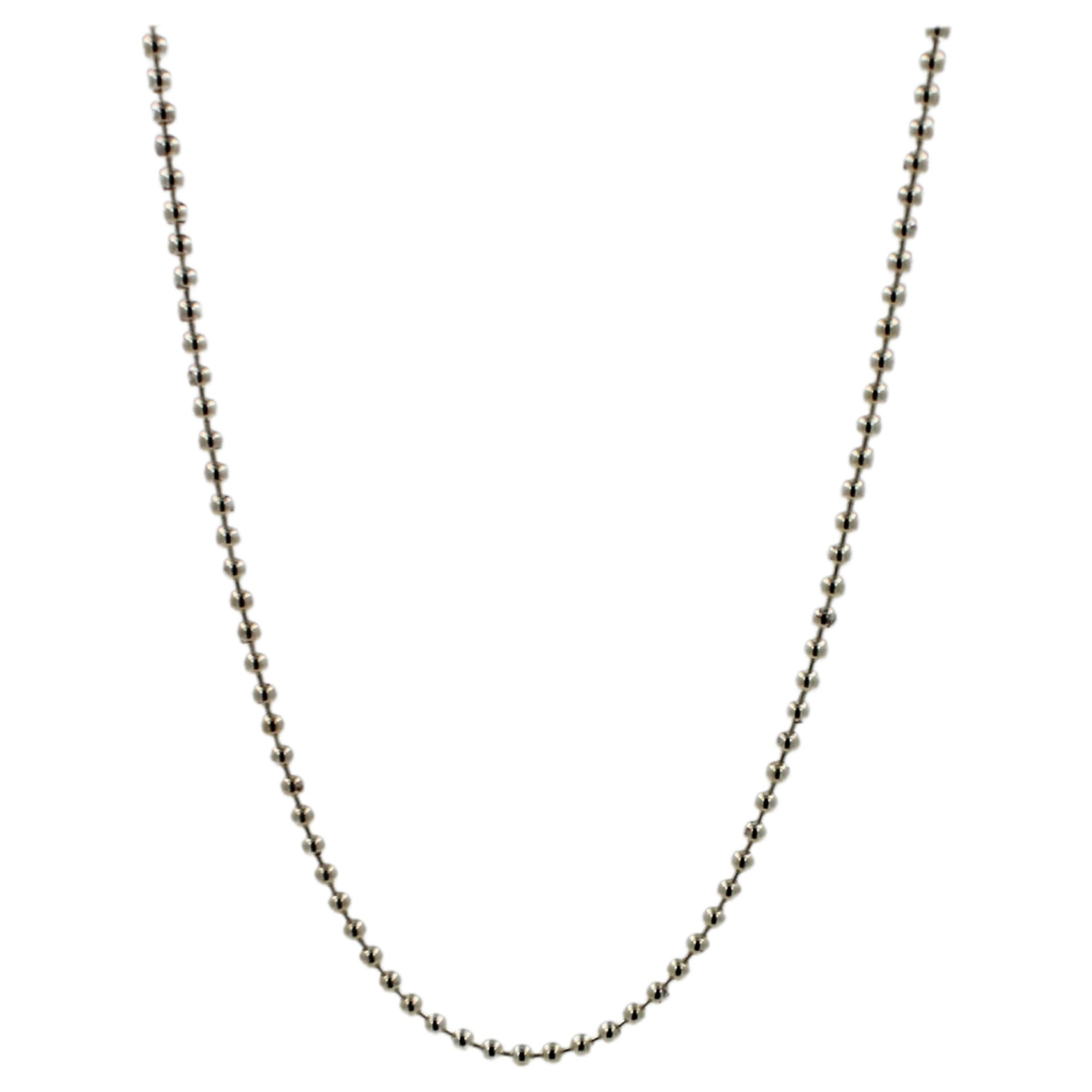 Small Ball Bead Beaded Fancy Dainty Link 925 Sterling Silver Chain Necklace For Sale