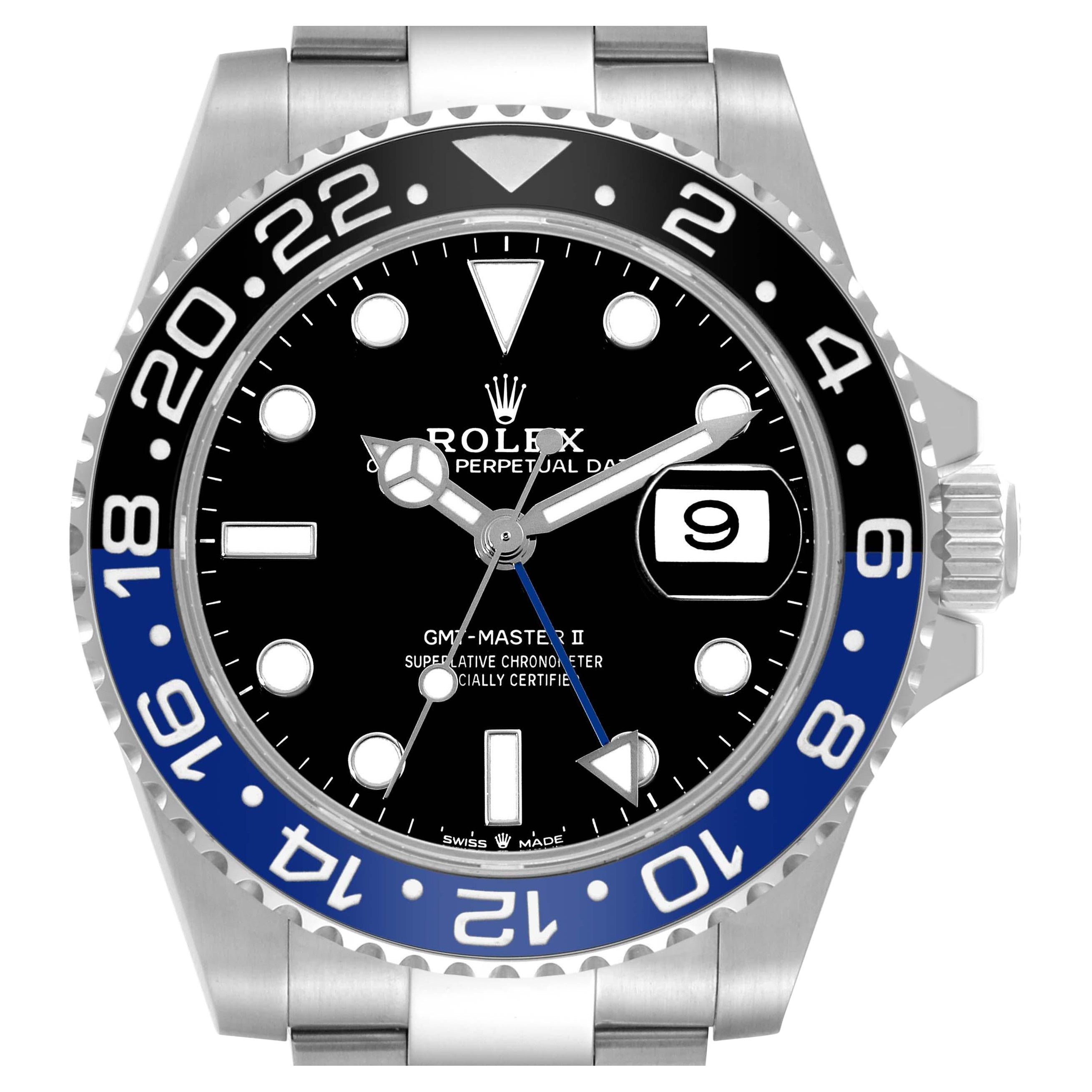 Rolex GMT Master II Black Blue Batman Bezel Steel Mens Watch 126710 Box Card
