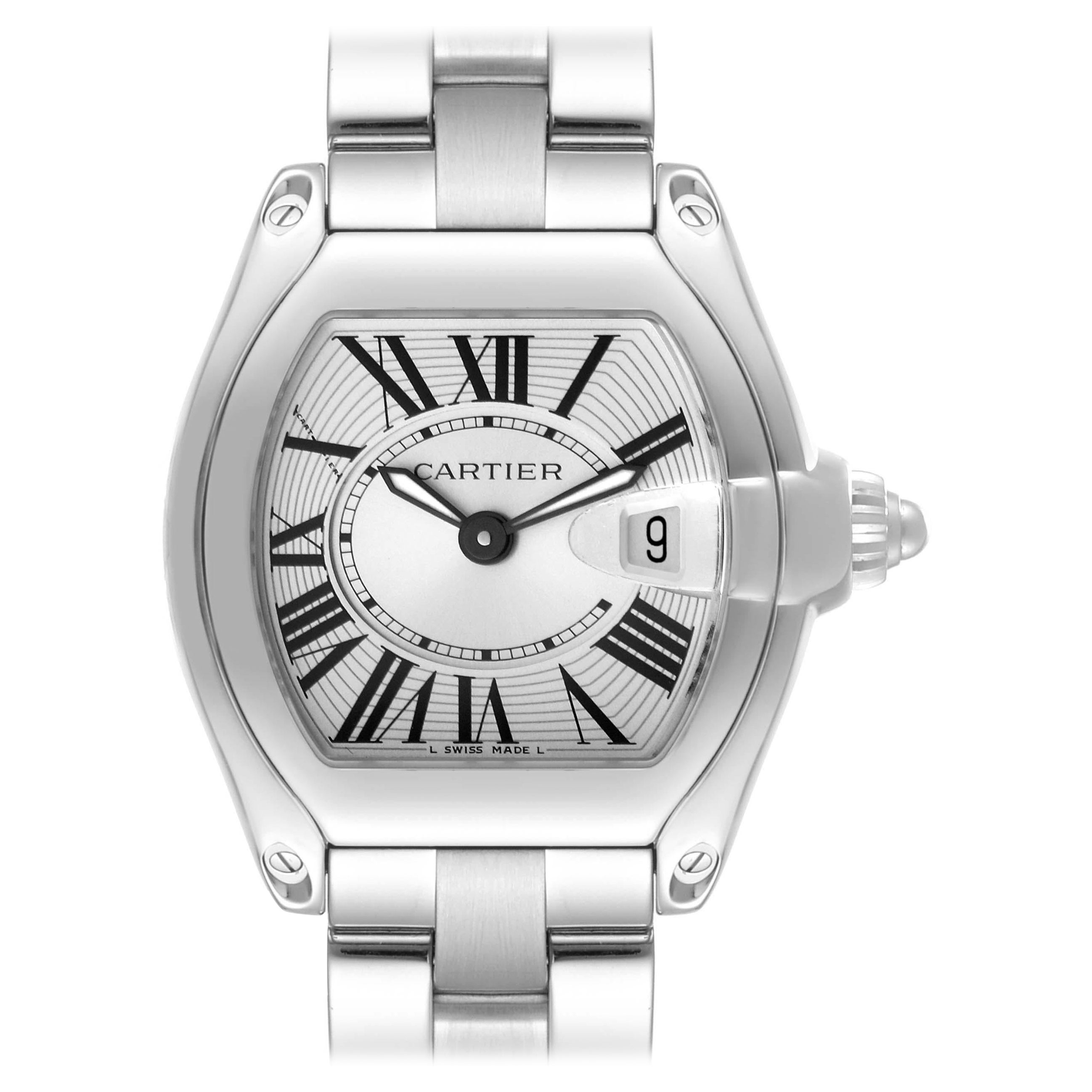 Cartier Roadster Small Silver Dial Steel Ladies Watch W62016V3 For Sale