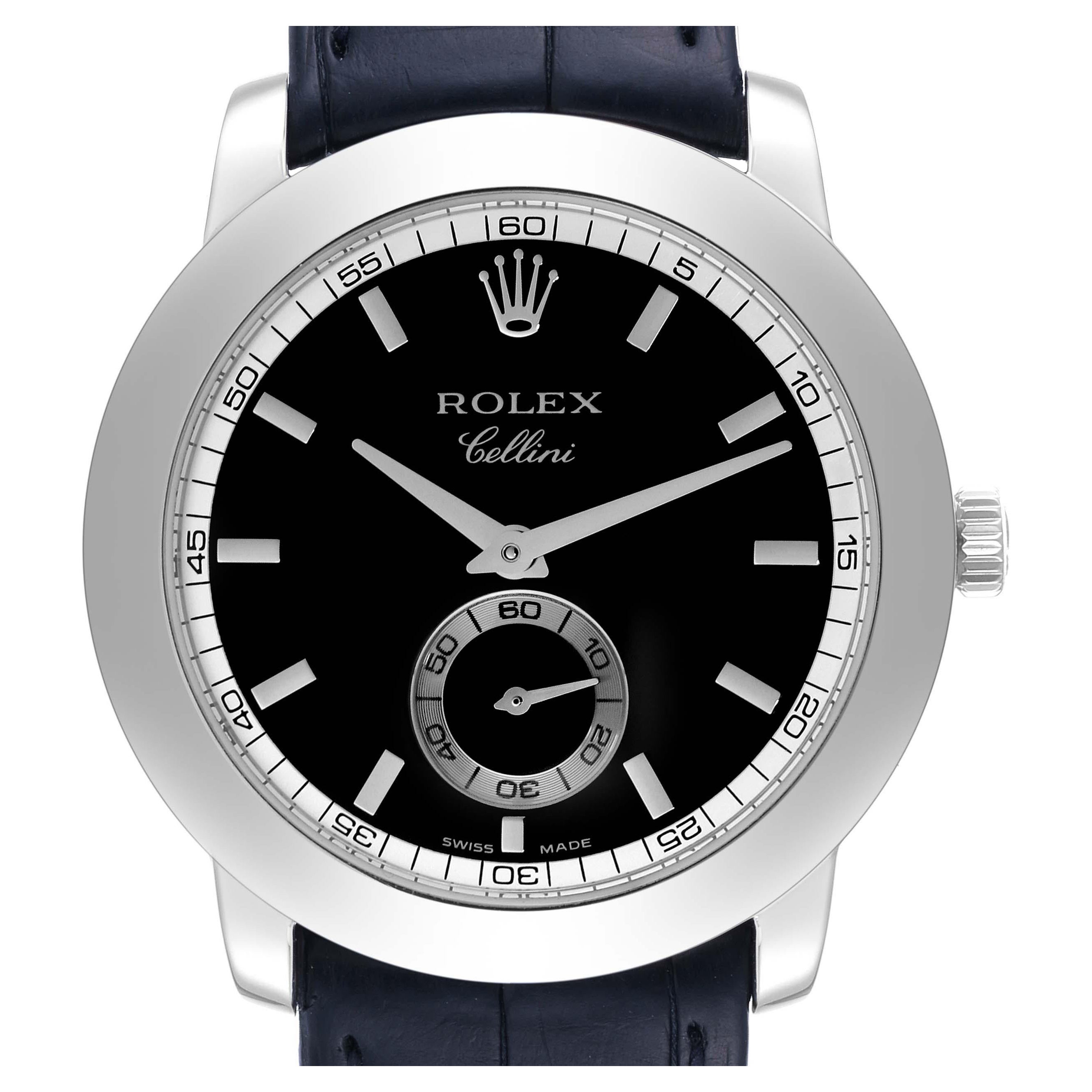 Rolex Cellini Cellinium 35mm Platinum Black Dial Mens Watch 5241