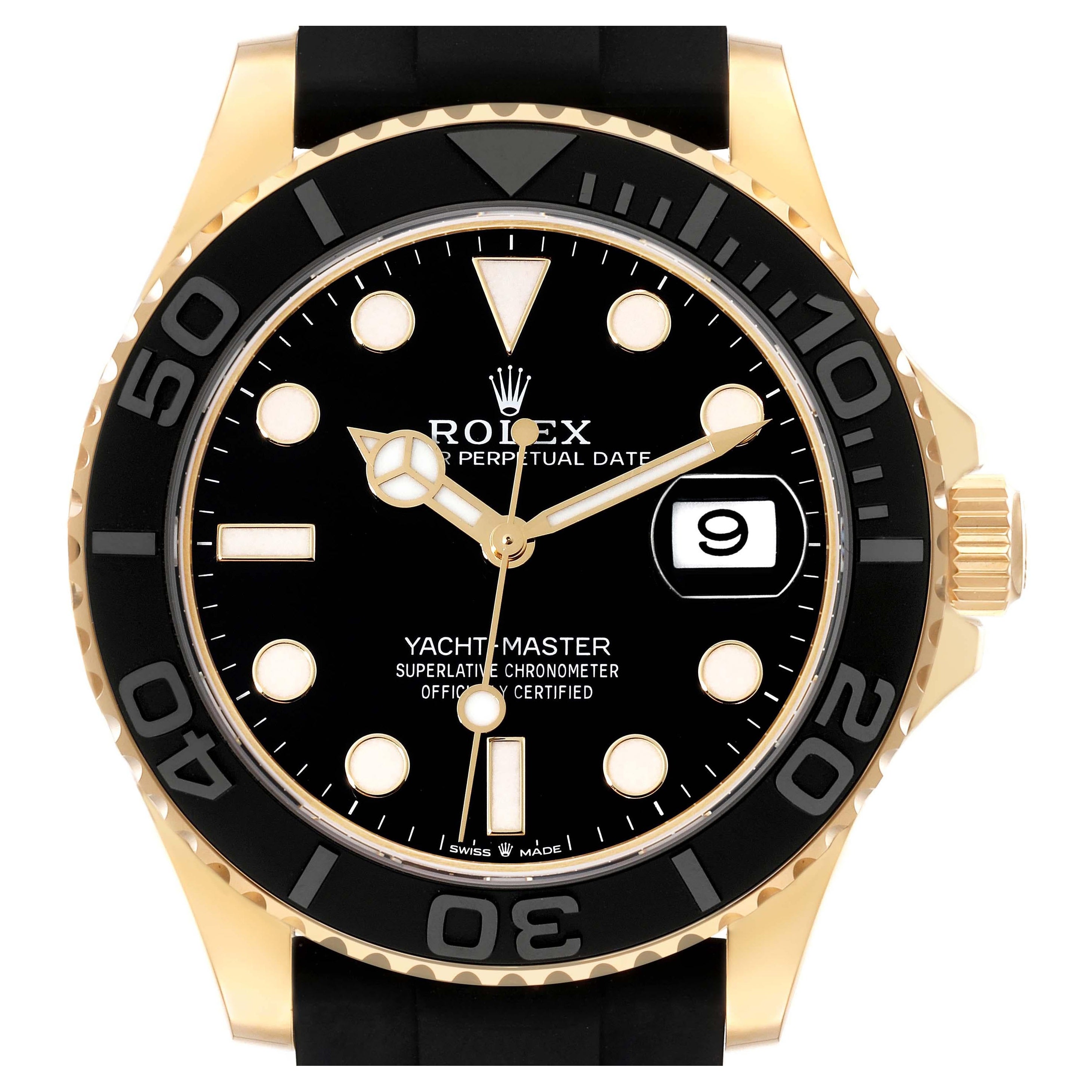 Rolex Yachtmaster Yellow Gold Oysterflex Bracelet Mens Watch 226658 Box Card