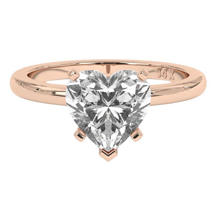 1.00CT Heart Cut Solitaire GH Color I1 Clarity Natural Diamond Wedding Ring  For Sale