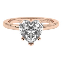 1.00CT Heart Cut Solitaire GH Color I1 Clarity Natural Diamond Wedding Ring 
