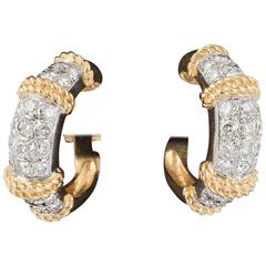 Gold and Diamond Hoop Earrings by Fred of Paris
