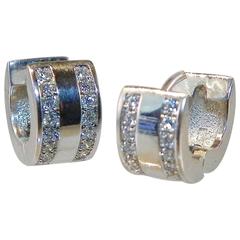 Classic White Gold and Diamond Hugging Hoops