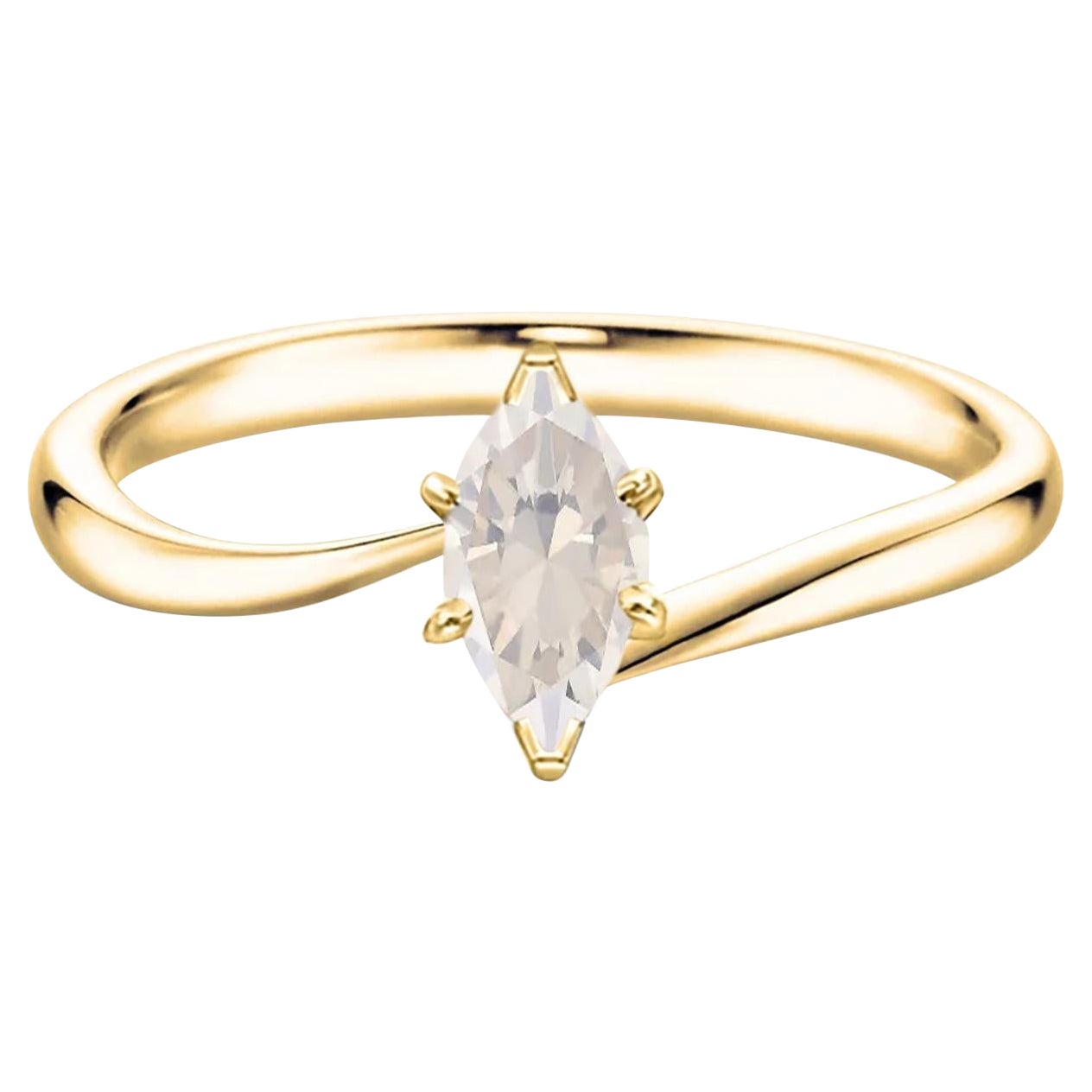 0.96 carat Fancy White Diamond Marquise cut Yellow Gold 18K Ring
