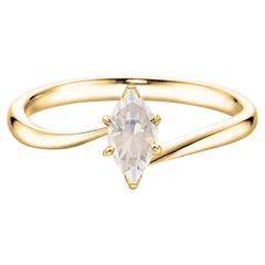 0.96 carat Fancy White Diamond Marquise cut Yellow Gold 18K Ring