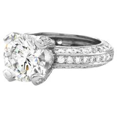 G.I.A Certified Diamond Engagement Ring with Pavé Diamond Accents in Platinum 1