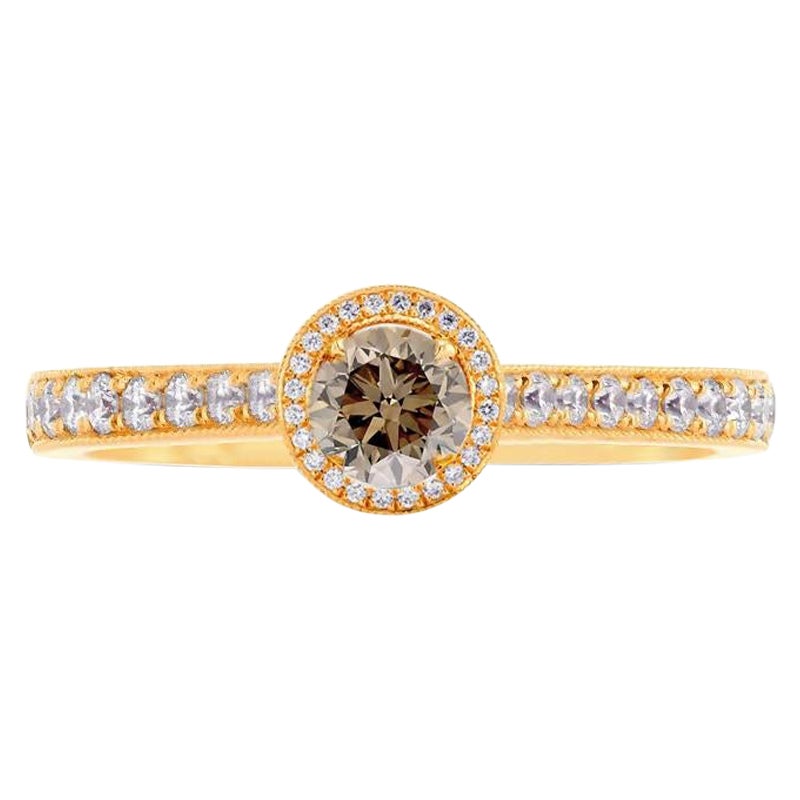 0.69 carat Fancy Brown Diamond Yellow Gold 18K Diamond Ring