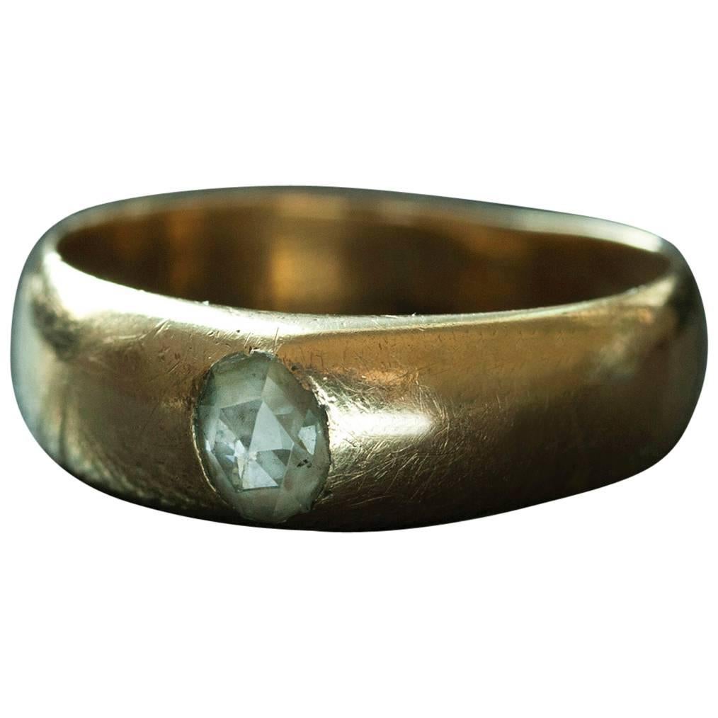 Victorian Rose Cut Diamond Gold Band For Sale