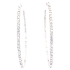 Pendientes de aro de oro blanco de 18 quilates y 1,20 quilates de diamantes