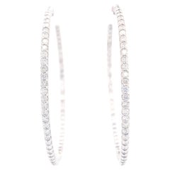 18-Kt white gold 1.20 carat diamond hoop earrings