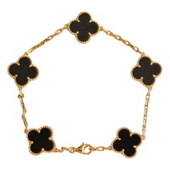 Van Cleef & Arpels Bracciale vintage in oro giallo Alhambra con onice nero