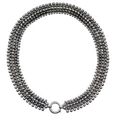Victorian Wide Beaded Sterling Silver Collar