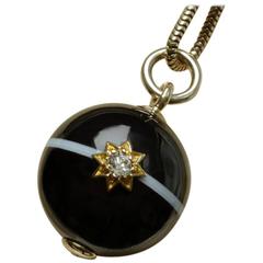 Victorian Banded Agate Diamond Orb Pendant 