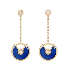 Cartier Yellow Gold Lapis Lazulli & Diamond Amulette de Cartier Earrings B830123