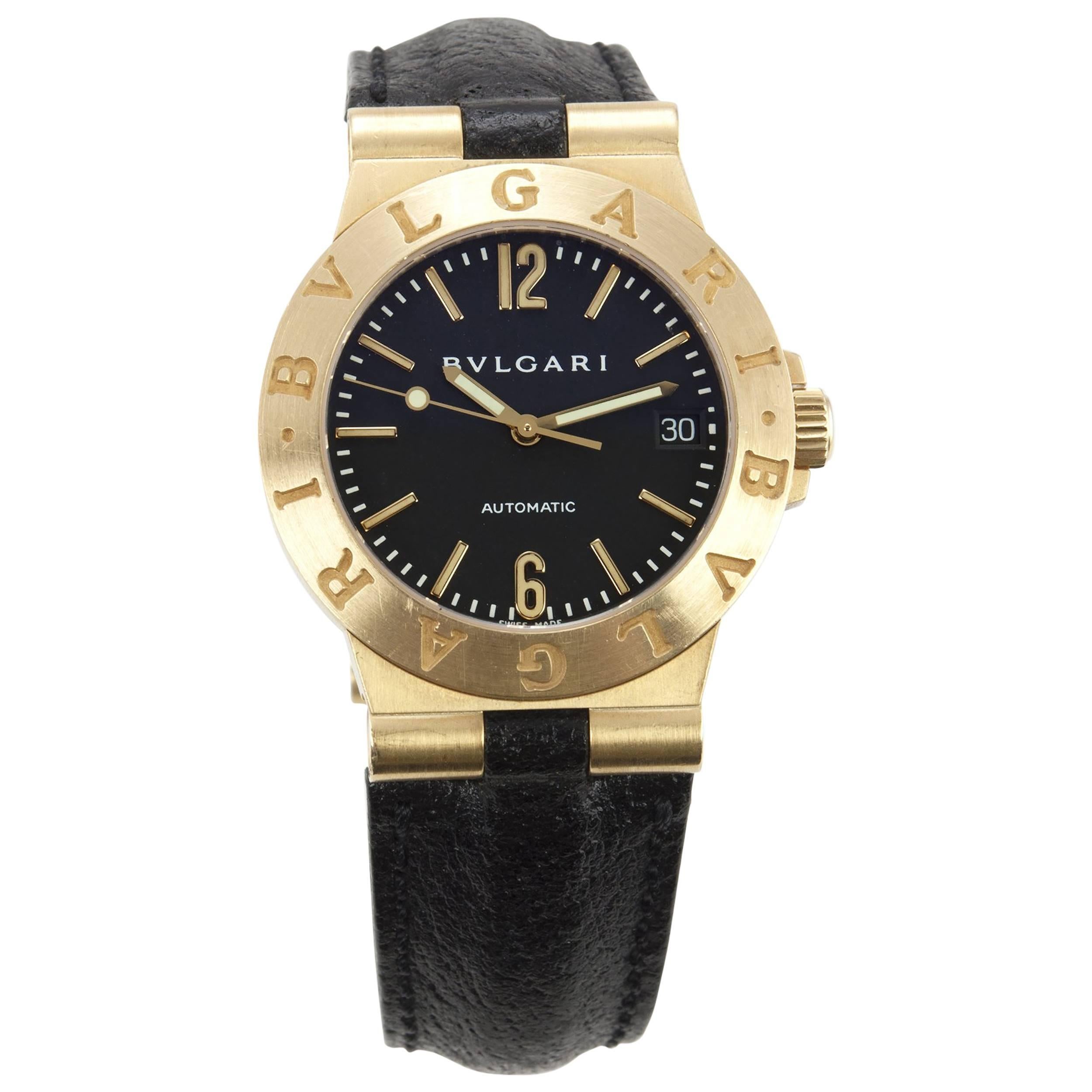 Bulgari yellow Gold Diagono automatic Wristwatch Ref LCV35G For Sale