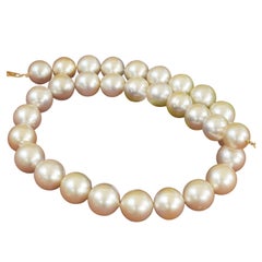 15 à 13 mm AAA+ Collier de perles des mers du Sud Champagne Light Finest Luster round 