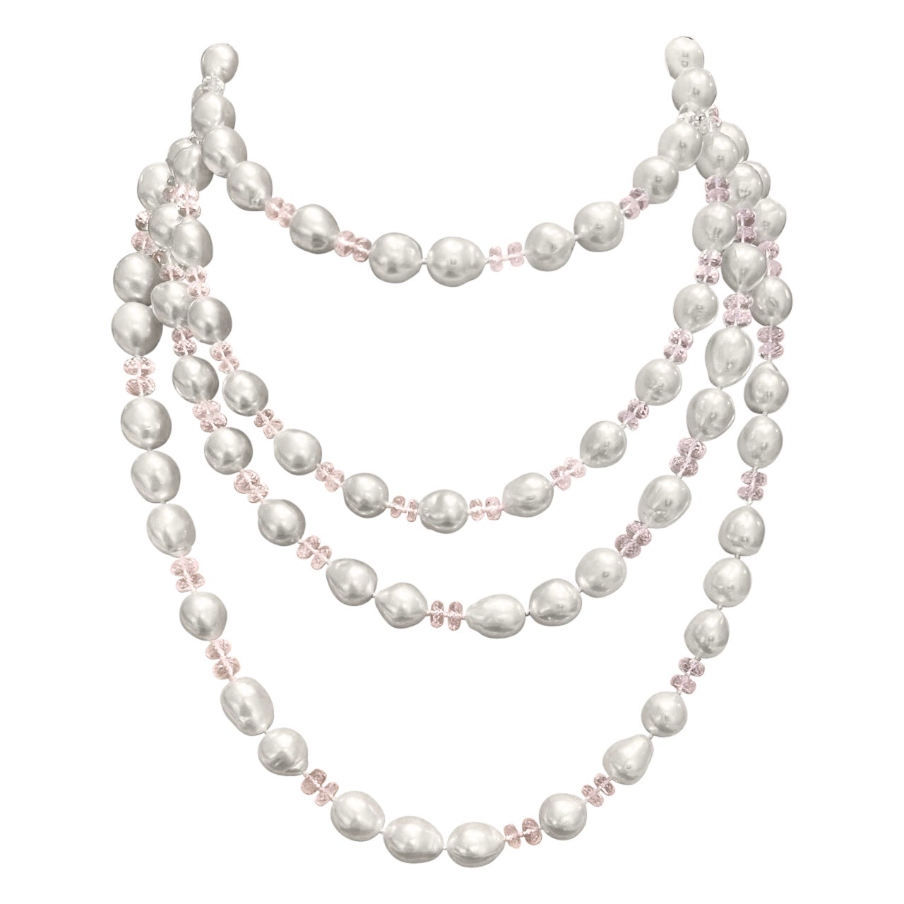Collier de perles de culture baroques des mers du Sud et de Morganite By Assael en vente