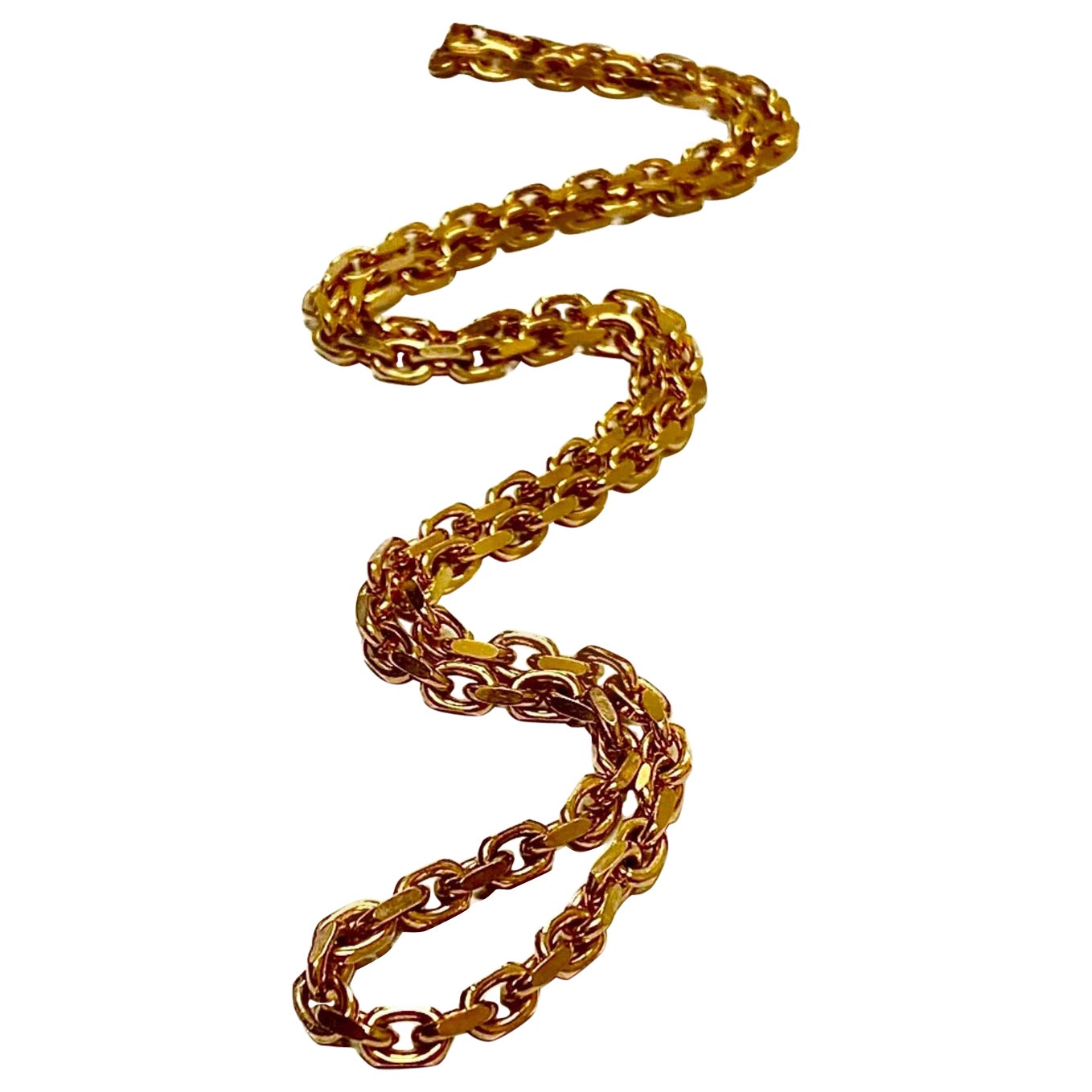 Handmade Hermes Link 18K Rose Gold Necklace For Sale