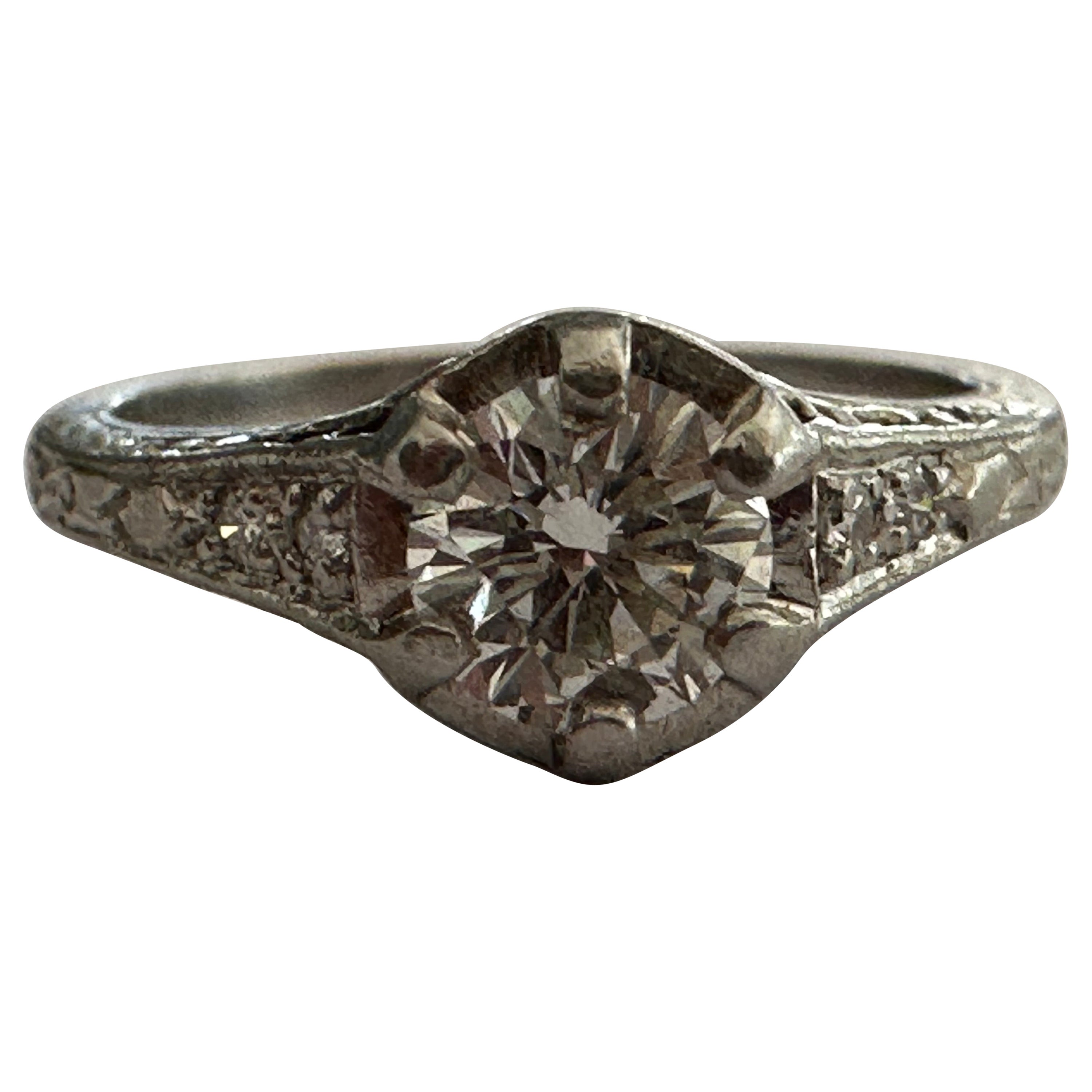 Mid-Century Diamond and Filigree Ring  For Sale