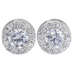 Elegance captivante : boucles d'oreilles en diamant de 1ct 