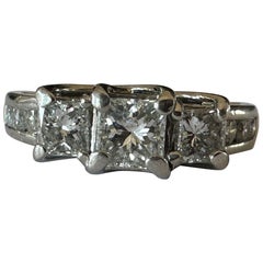 Retro Estate Diamond and Platinum Engagement Ring 