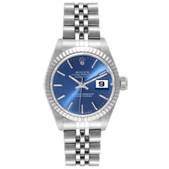 Rolex Montre Datejust en acier, or blanc et cadran bleu 69174