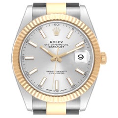 Rolex Datejust 41 Steel Yellow Gold Silver Dial Mens Watch 126333 Box Card