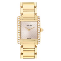 Cartier Tank Francaise Yellow Gold Rose Dial Diamond Ladies Watch WE1021R8