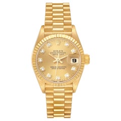 Rolex Montre Datejust President en or jaune avec cadran en diamants pour femmes 69178