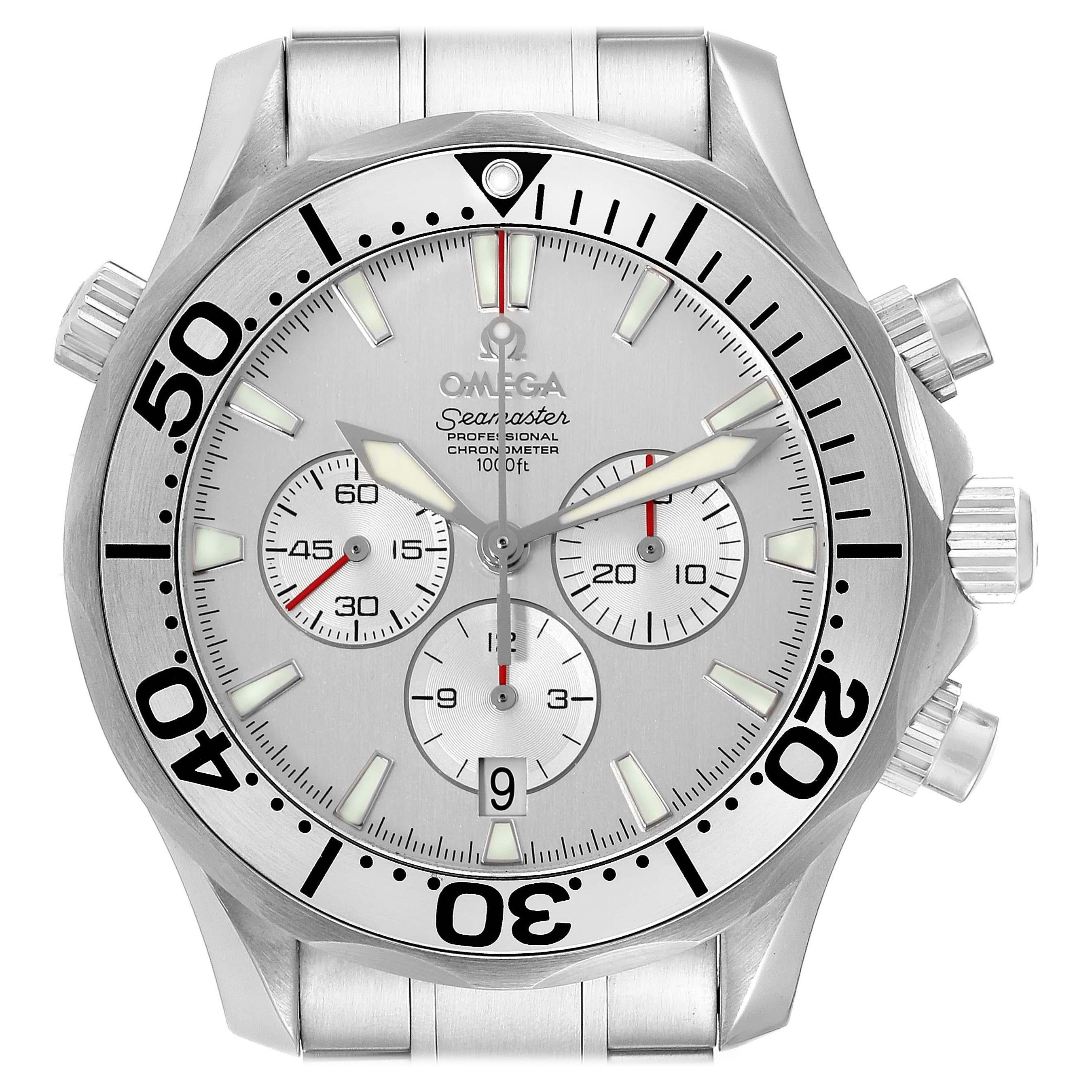 Omega Seamaster Special Edition Chronograph Watch 2589.30.00 Box Card For Sale