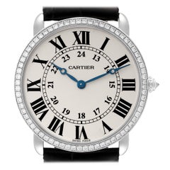 Cartier Ronde Louis White Gold Diamond Mens Watch WR000551 Box Card