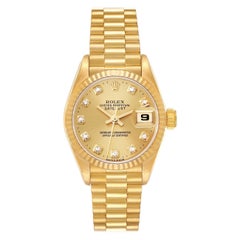 Vintage Rolex Datejust President Diamond Dial Yellow Gold Ladies Watch 69178