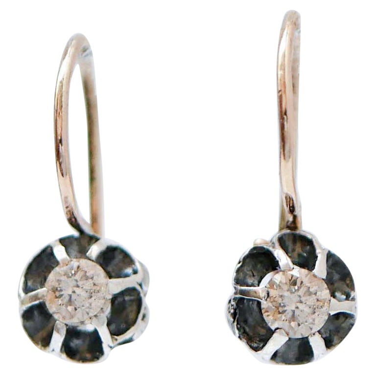 Diamants, or rose et argent Boucles d'oreilles Retrò.