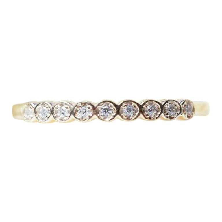 14k Gold Diamond Half Eternity Ring Women Wedding Ring Stackable Diamond Ring. For Sale