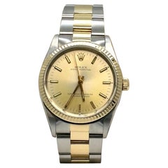 Vintage Rolex 14233 Oyster Perpetual Champagne Dial 18K Gold Stainless Steel Quality Dia