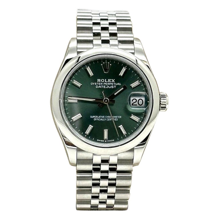 Rolex 278240 Datejust Midsize 31mm Green Dial Stainless Steel Jubilee Band Box For Sale