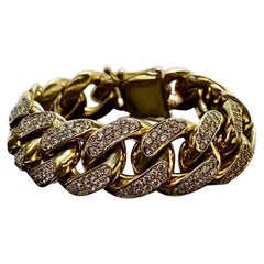 Bracelet en or jaune 14K 160 Grammes Miami Cuban 9.24 Carat Diamond