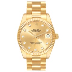 Rolex President Midsize Yellow Gold Diamond Dial Ladies Watch 178278 Box Card