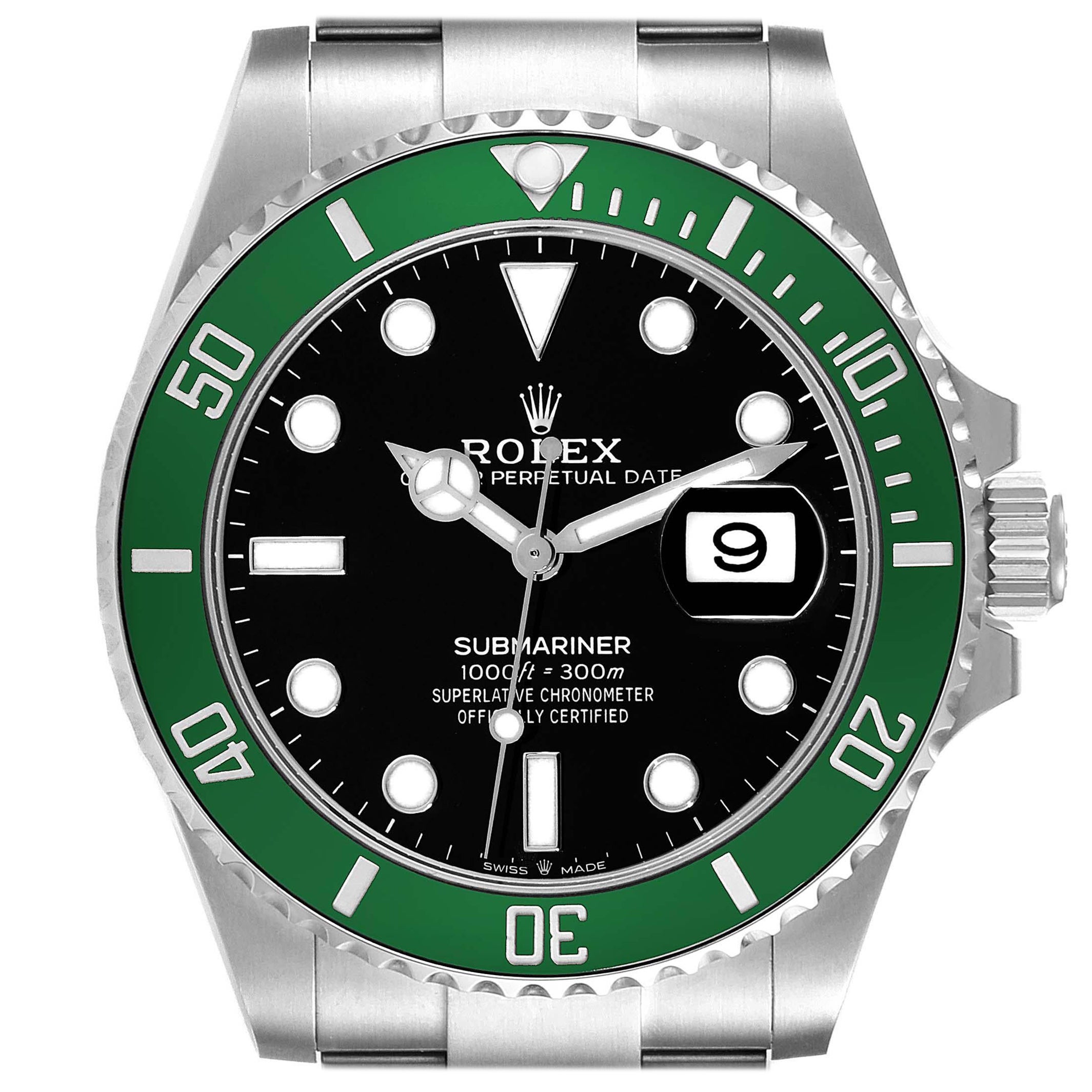 Rolex Submariner Starbucks Green Ceramic Bezel Steel Watch 126610LV Box Card For Sale
