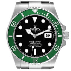 Used Rolex Submariner Starbucks Green Ceramic Bezel Steel Watch 126610LV Box Card
