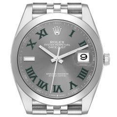 Rolex Montre Datejust 41 grise et verte avec cadran en acier pour hommes 126300, non portée